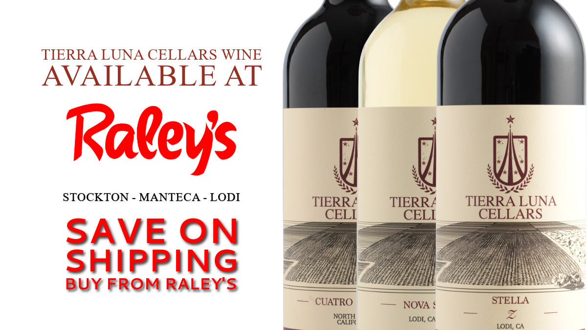 Website banner with Tierra Luna bottles being sold at Raley's stores.