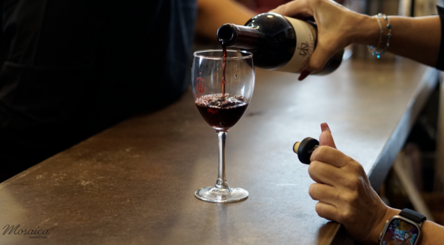 Serving Tierra Luna wine